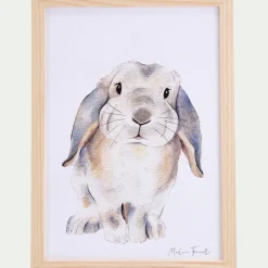 Image aquarelle encadrée Lapin bélier - A4