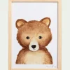 Image aquarelle encadrée ourson - A4
