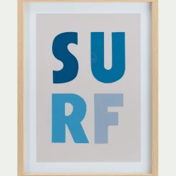Image encadrée motif surf 33x43cm - bleu