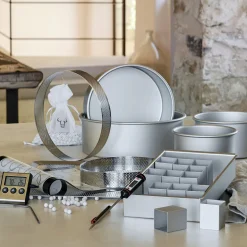 Kit moule à gâteau modulable chiffres et lettres en aluminium - gris métallisé