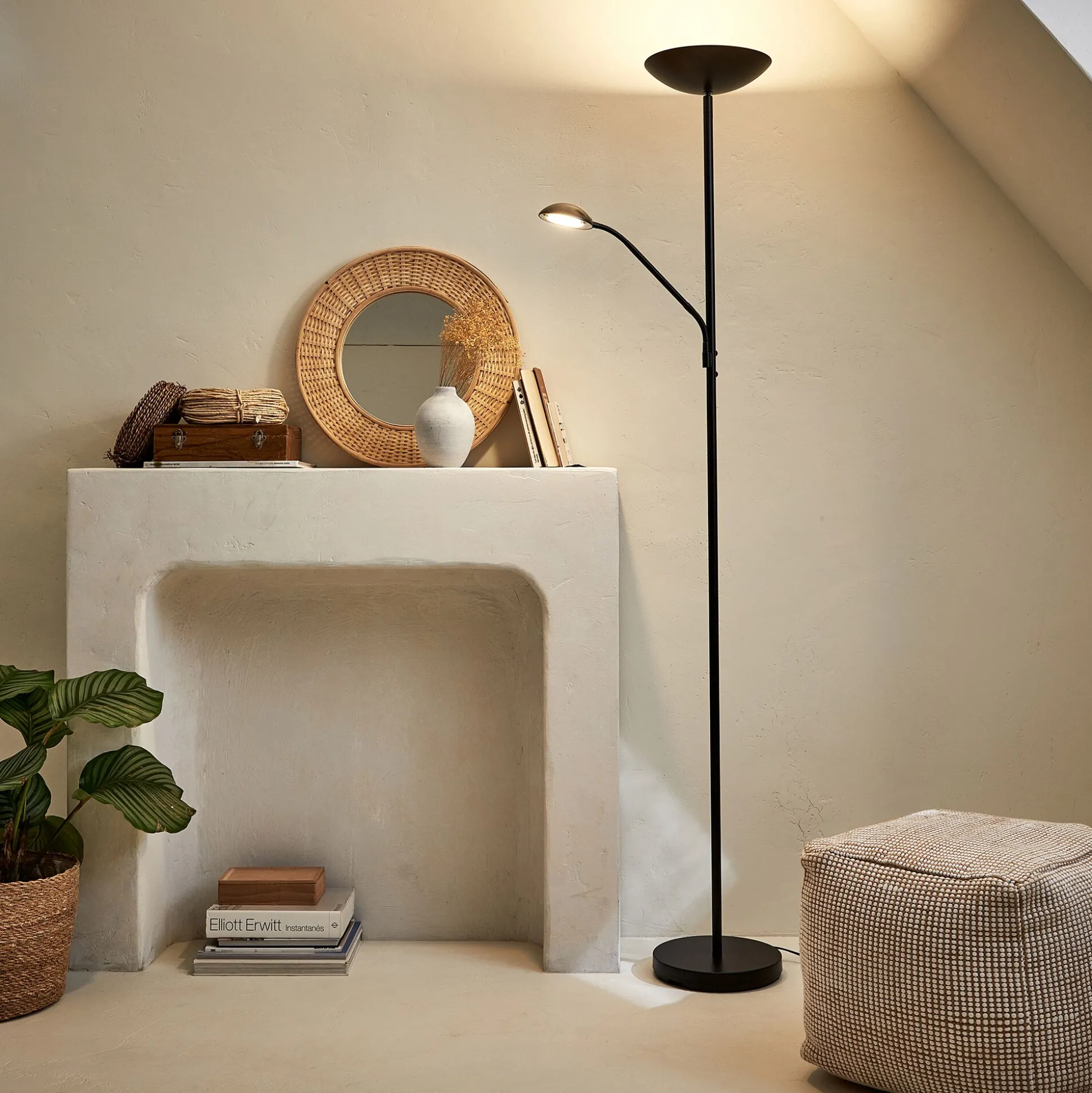 Lampadaire électrifié droit en acier H180cm - noir