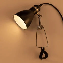 Lampe à pince électrifiée en acier - noir H34cm