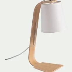 Lampe à poser en bois et coton H43cm E14