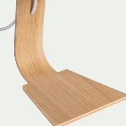 Lampe à poser en bois et coton H43cm E14