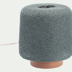 Lampe à poser en hêtre H16cm - vert de gris