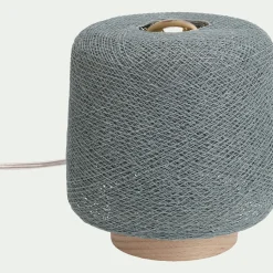 Lampe à poser en hêtre H16cm - vert de gris