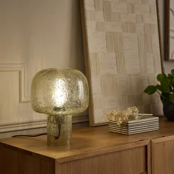 Lampe à poser en verre bullé D24cm - transparent