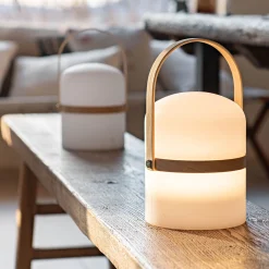 Lampe à poser extérieur nomade H26,50xD14,50cm - blanc