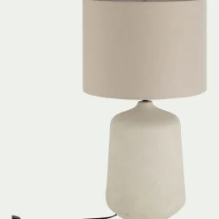 Lampe à poser électrifiée en céramique et coton D38cm - beige