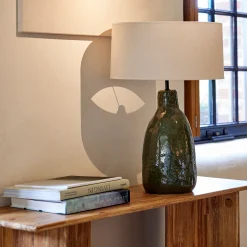 Lampe à poser électrifiée en céramique et coton H62cm - vert