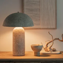 Lampe à poser électrifiée en céramique et papier mâché H31cm - beige