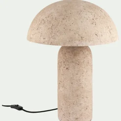 Lampe à poser électrifiée en céramique et papier mâché H31cm - beige