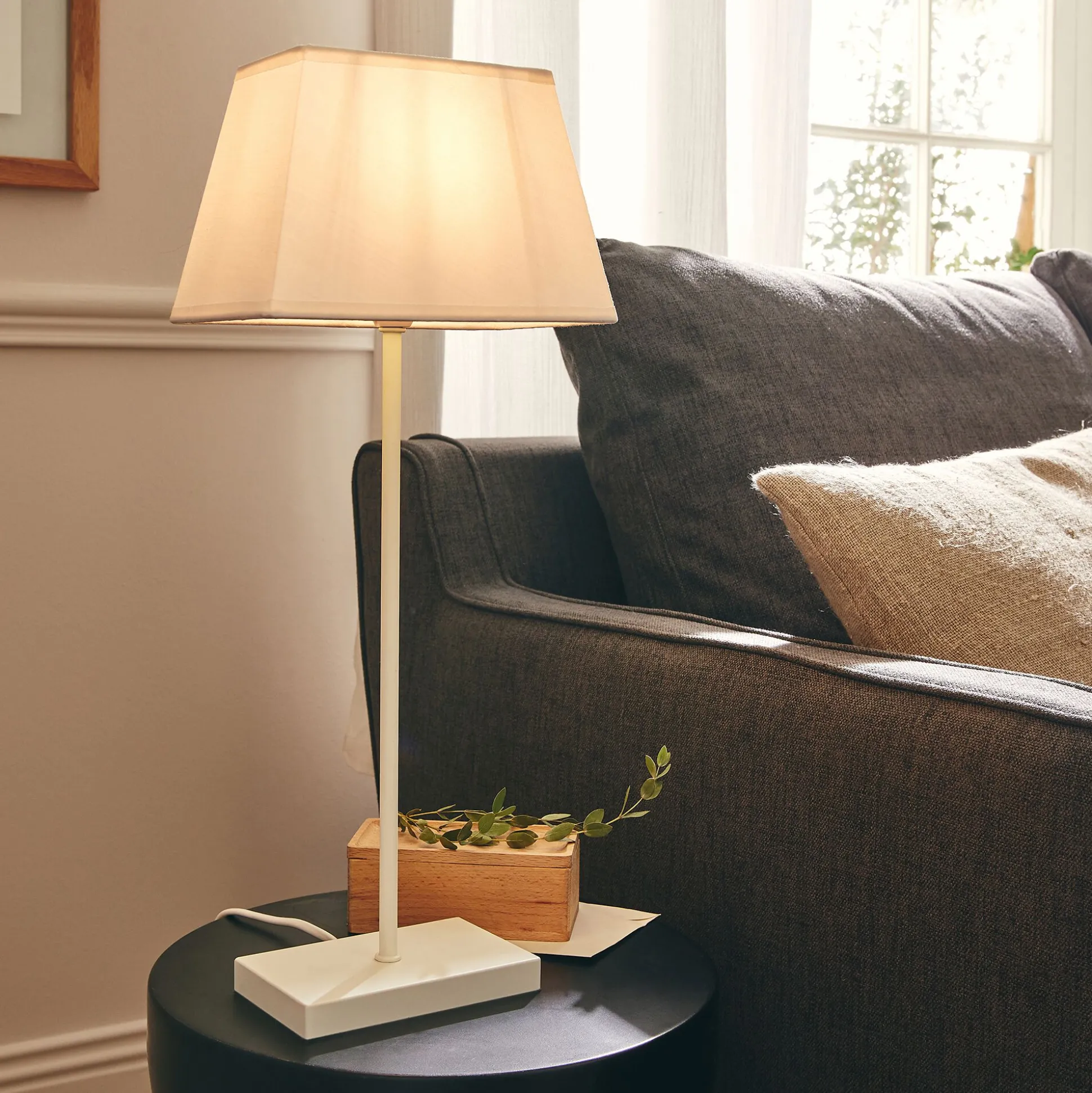 Lampe à poser électrifiée en coton H47cm - blanc