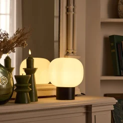 Lampe à poser électrifiée en verre et en fer - noir