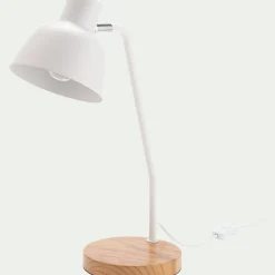 Lampe à poser électrifiée en bois et métal D41,5cm - blanc