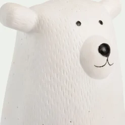 Lampe à poser électrifiée forme ours en porcelaine H16,2cm - blanc