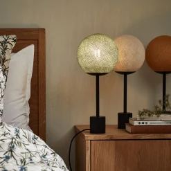 Lampe à poser électrifiée tissée à la main H39,60cm - vert