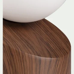 Lampe à poser tactile en fer effet bois foncé H16cm- naturel