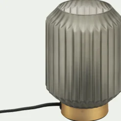 Lampe de table en verre et acier H17cm - gris