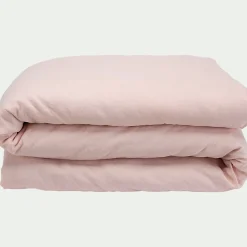 Linge de lit uni en lin lavé - rose rosa