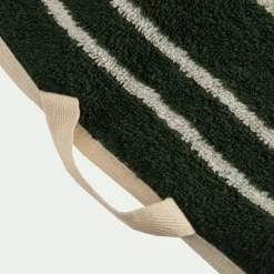 Linge de toilette à rayures en coton - vert