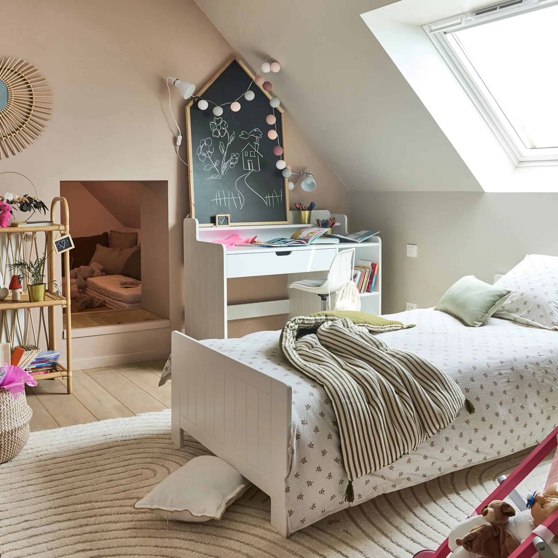 Lit 1 place enfant en bois 90x200cm - blanc