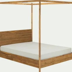 Lit 2 places à baldaquin en acacia massif 160x200cm - bois clair