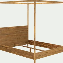 Lit 2 places à baldaquin en acacia massif 160x200cm - bois clair