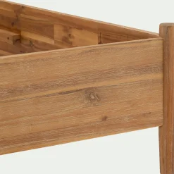 Lit 2 places avec tête de lit en bois d'acacia massif 160x200cm - bois clair