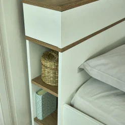 Lit 2 places avec tête de lit en bois 160x200cm - blanc