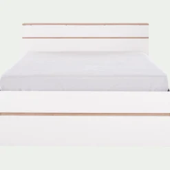 Lit 2 places avec tête de lit en bois 160x200cm - blanc