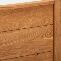 Lit 2 places en chêne massif avec tiroirs et panneau de finition - bois clair 140x200cm