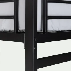 Lit mezzanine 2 places en acier avec bureau en verre - noir 140x200cm