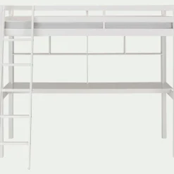 Lit mezzanine en pin 90x200cm avec bureau - blanc