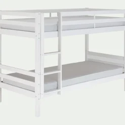 Lit superposé modulable en pin 90x200cm avec sommier à lattes - blanc