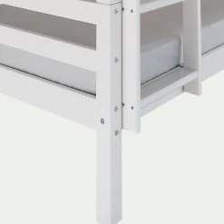 Lit superposé modulable en pin 90x200cm avec sommier à lattes - blanc