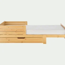 Lit évolutif 1 place en pin massif 3 positions pour enfant - bois clair