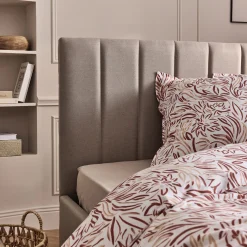 Lit-coffre 2 places recouvert de tissu - beige 140x200cm