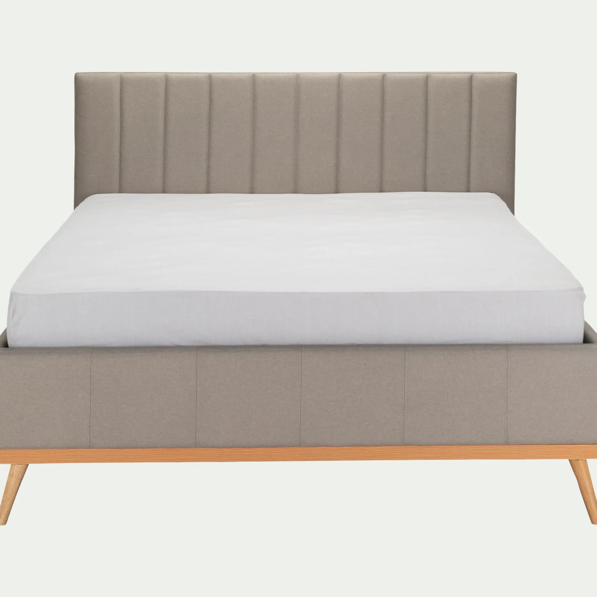 Lit-coffre 2 places recouvert de tissu - beige 140x200cm
