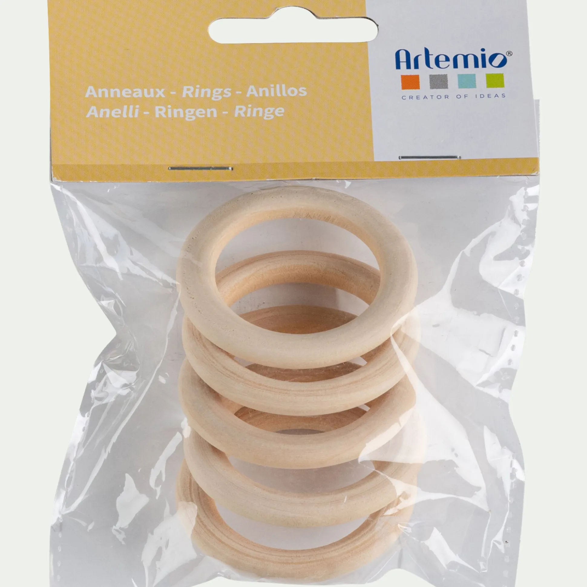 Lot de 5 anneaux en bois de bouleau D5cm - naturel