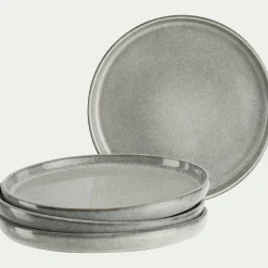 Lot de 4 assiettes à dessert en grès émail réactif D21cm - gris borie