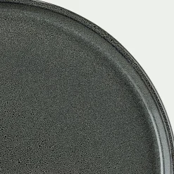 Lot de 4 assiettes à dessert en grès émail réactif D21cm - vert olivier