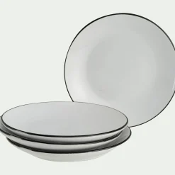 Lot de 4 assiettes à dessert en grès D19,2cm - blanc