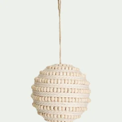 Lot de 6 boules de Noël à perles - blanc