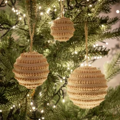 Lot de 6 boules de Noël à perles - blanc