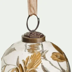 Lot de 6 boules de Noël herbier en verre H7,5cm - transparent