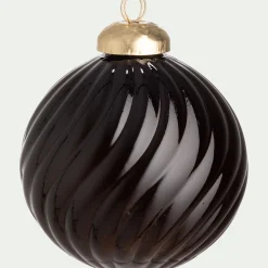 Lot de 3 boules de Noël texturées en verre recyclé D8cm - orange