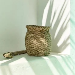 Lot de 2 cache-pots tressés en jonc de mer - naturel