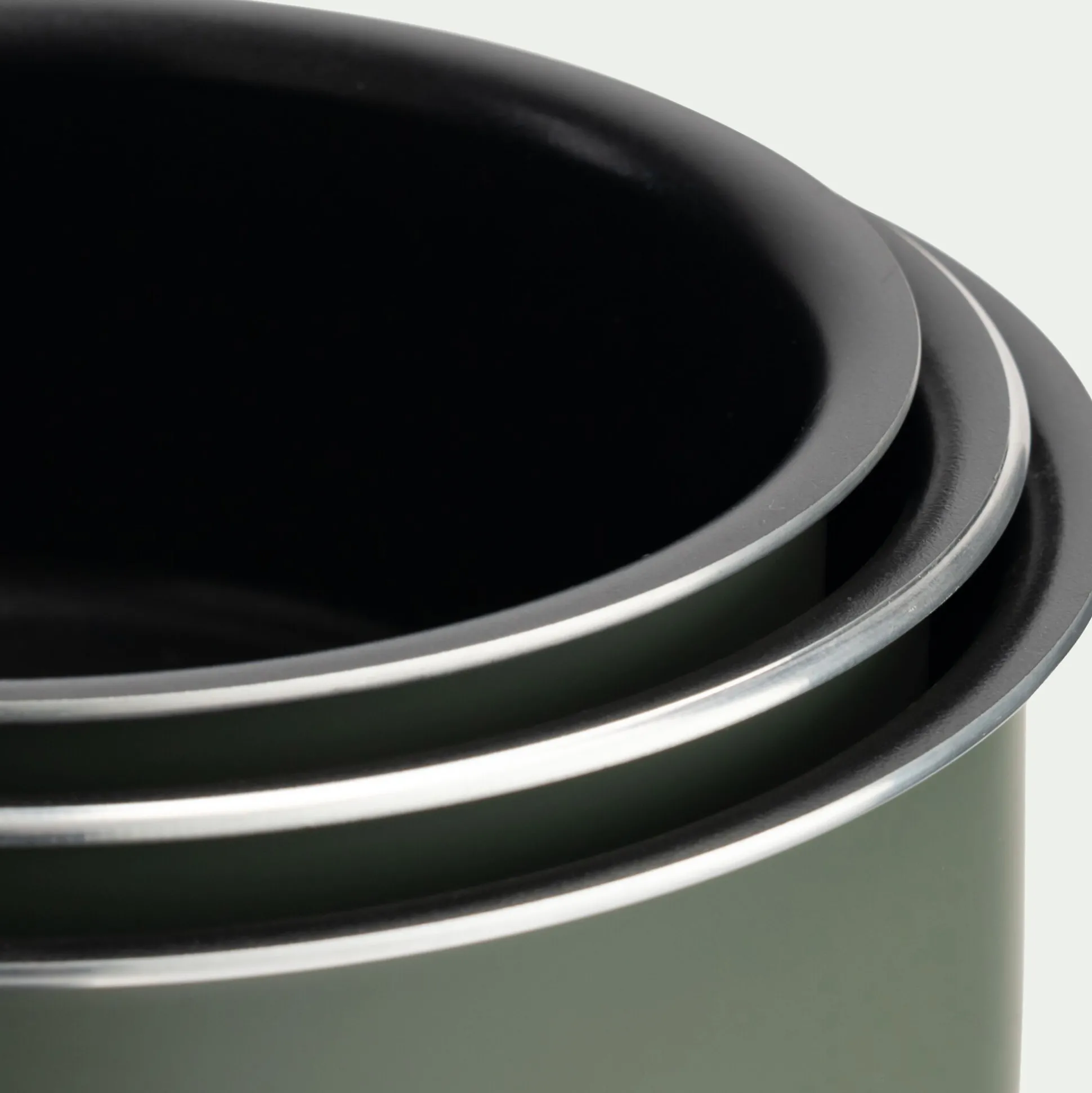 Lot de 3 casseroles en aluminium avec manche amovible - vert cèdre
