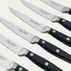Lot de 6 couteaux à steak en inox - noir